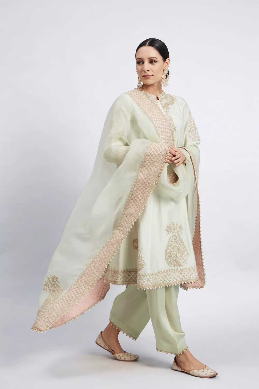 Green Tilla Embroidered Kurta Set