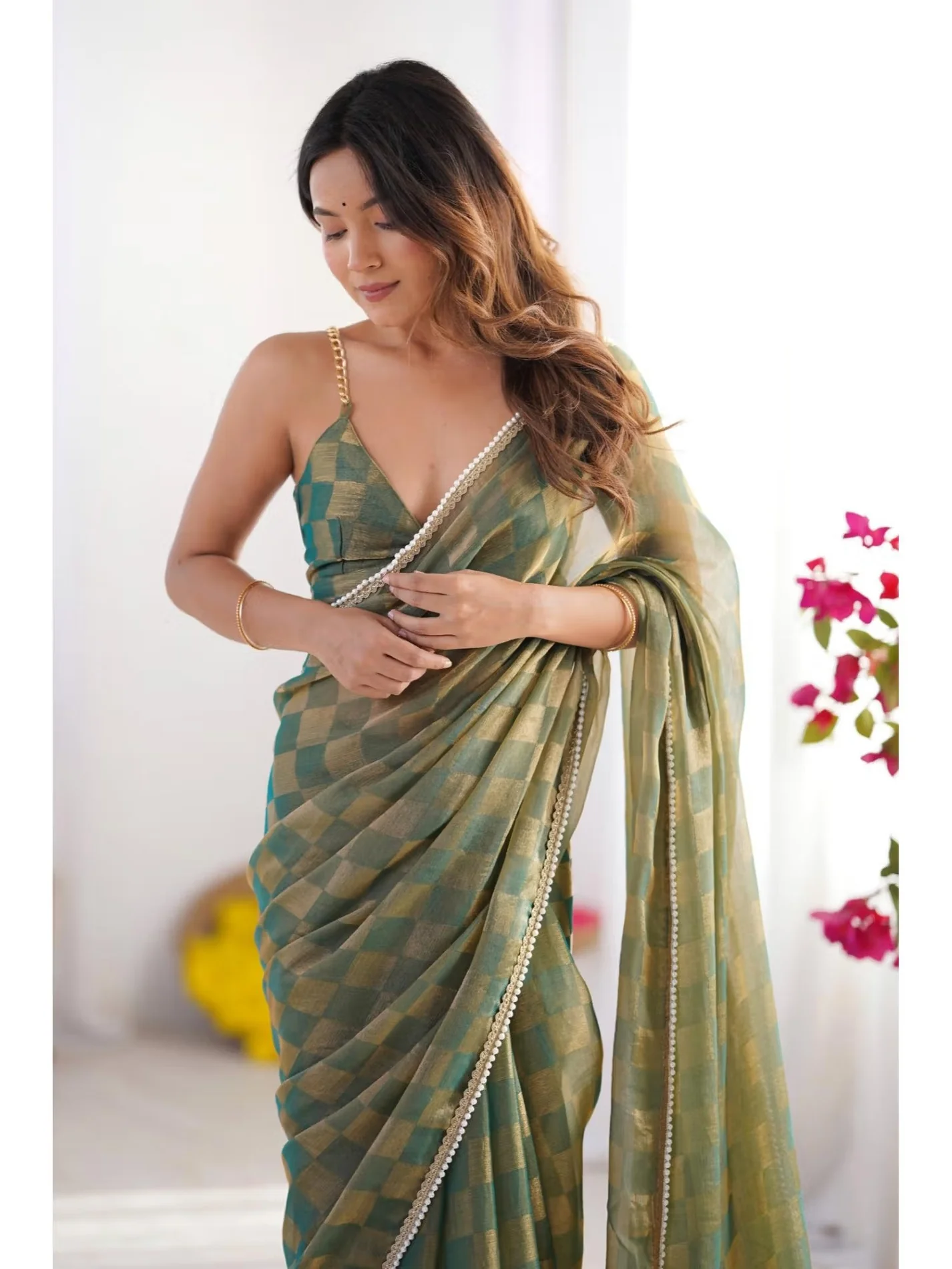 Chiffon Green Saree
