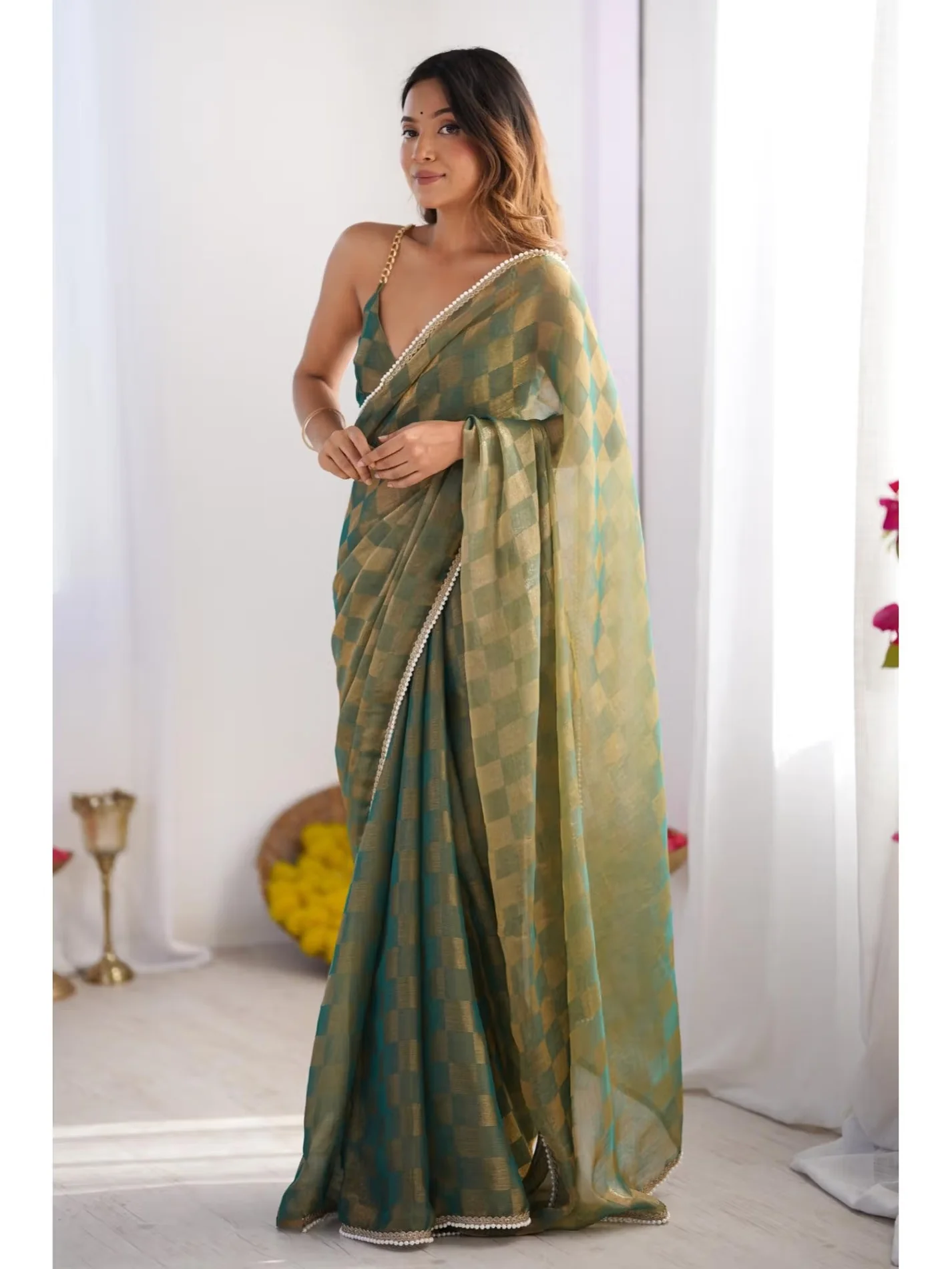 Chiffon Green Saree