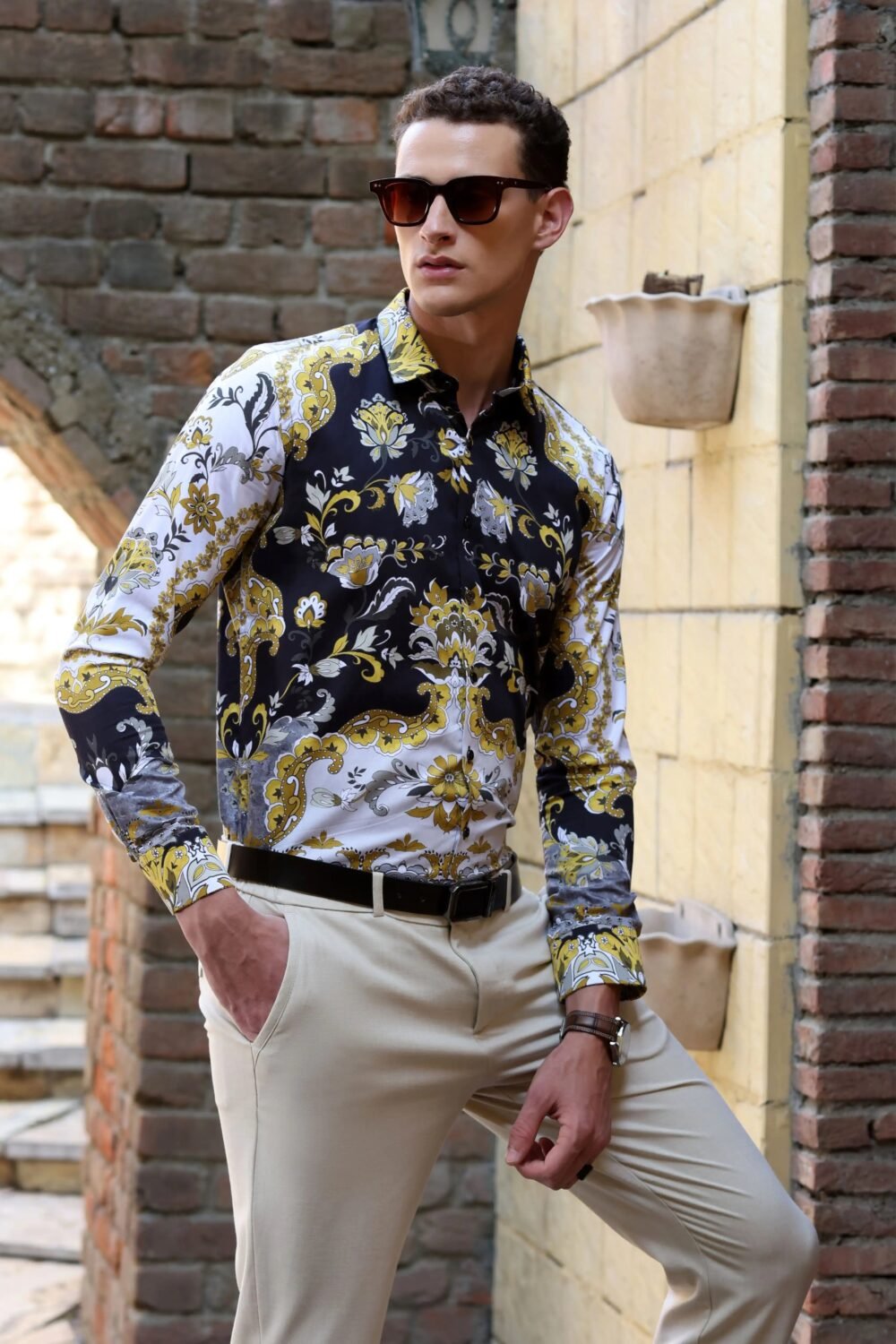 Multicolor Tropical Print Cotton Shirt