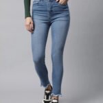 Light Blue Fringe Slim Fit Jeans