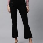 Black Cotton Blend Bootcut Jeans