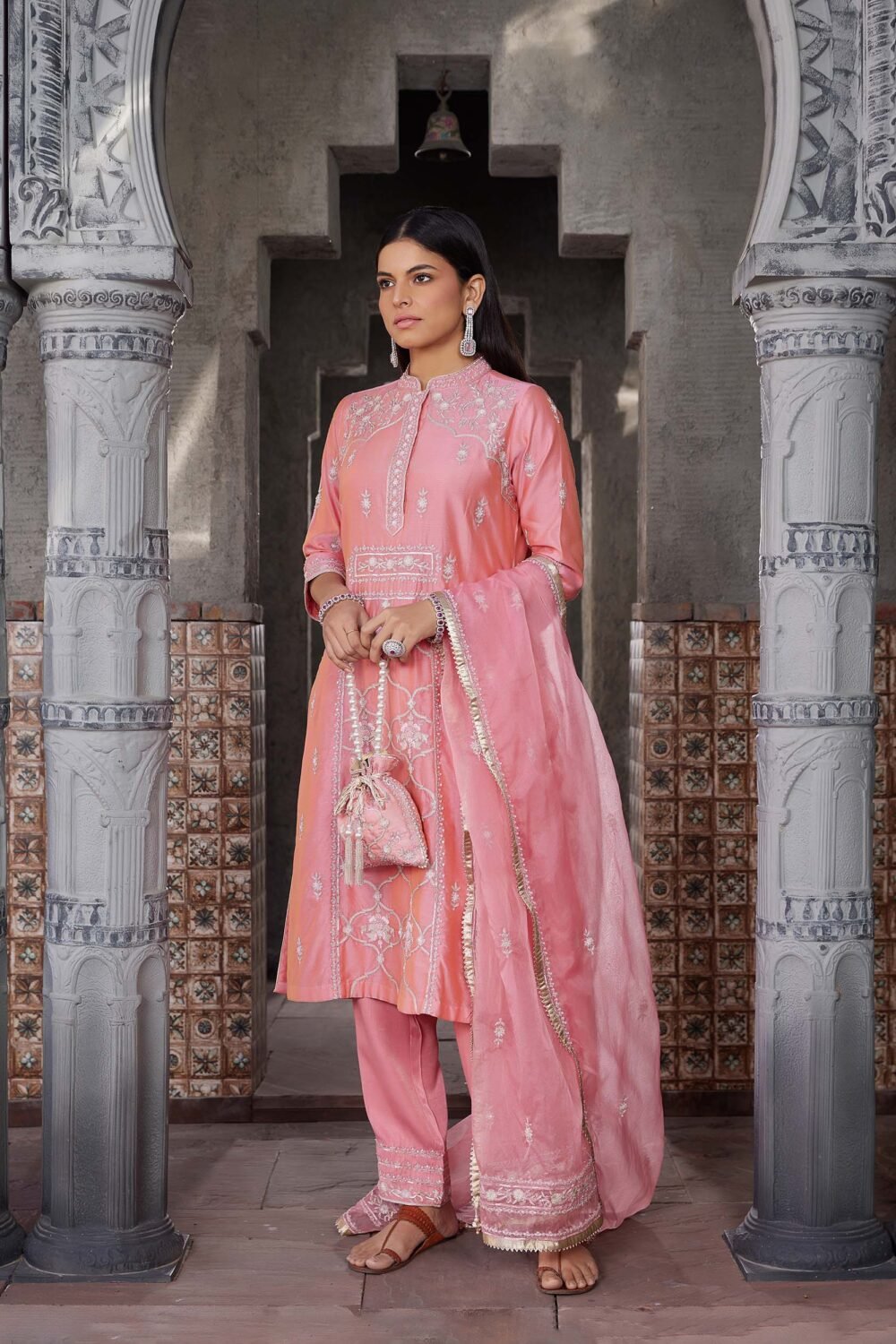 Ek Baag Pink Pure chanderi silk kurta set