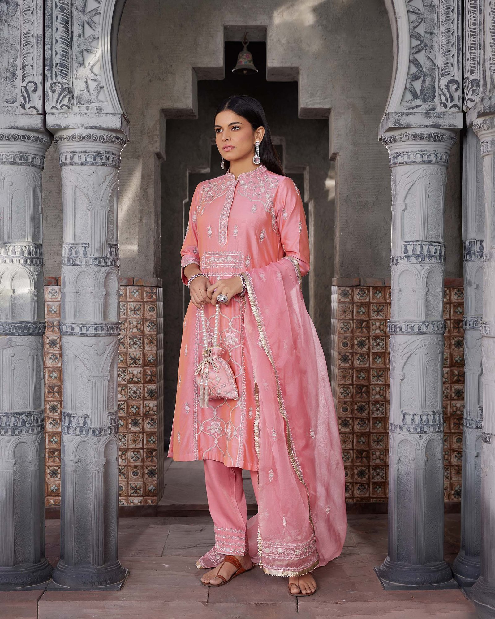 Ek Baag Pink Pure chanderi silk kurta set