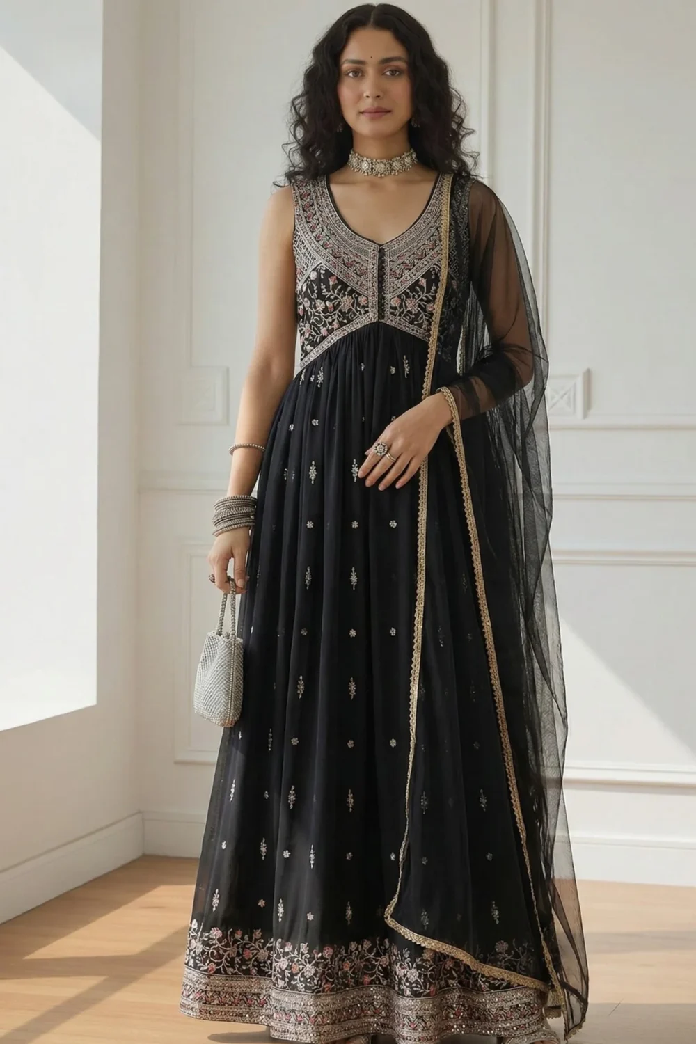 Black Rangoli Indo Western Set