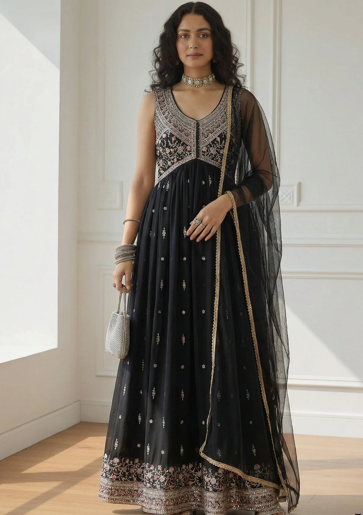 Black Rangoli Indo Western Set