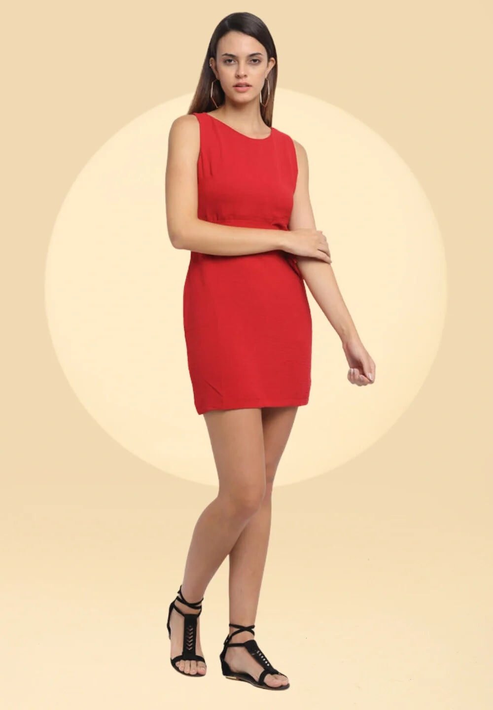 Red Slim Fit Sheath Dress