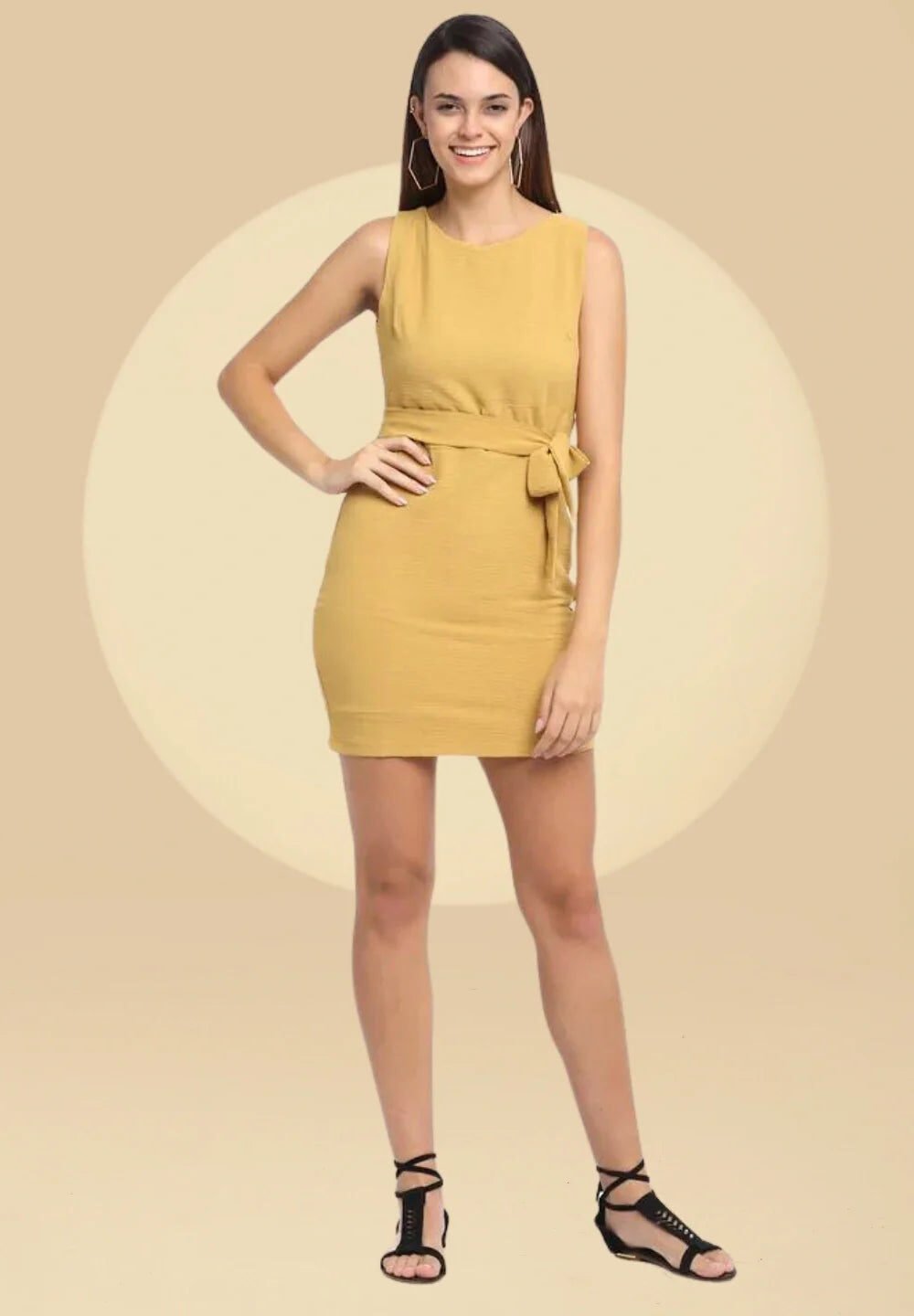 Mustard Solid Sheath Dress