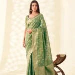 Green Linen Silk Saree