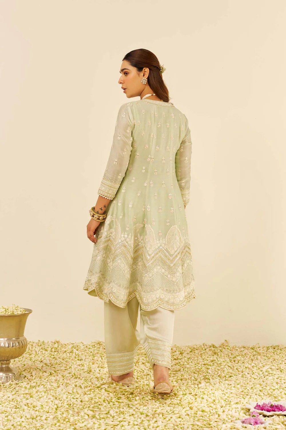 Green Short Anarkali Suit Set