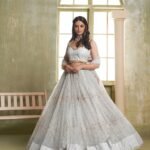 Grey Butterfly Net Thread & Sequin Work Wedding Guest Lehenga