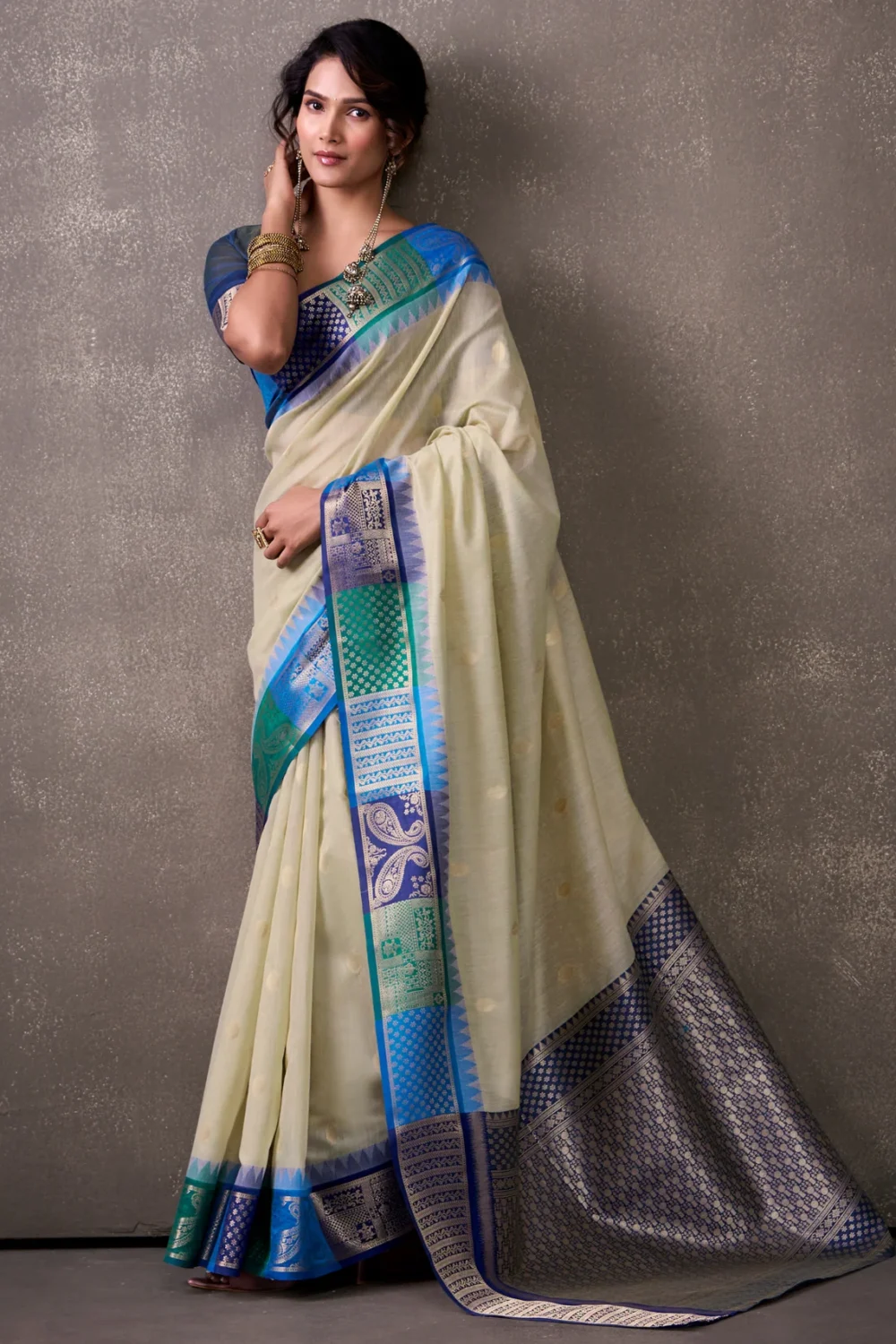 Cotton Silk Blue Saree