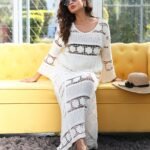 Off-White Crochet Top & Maxi Skirt Set