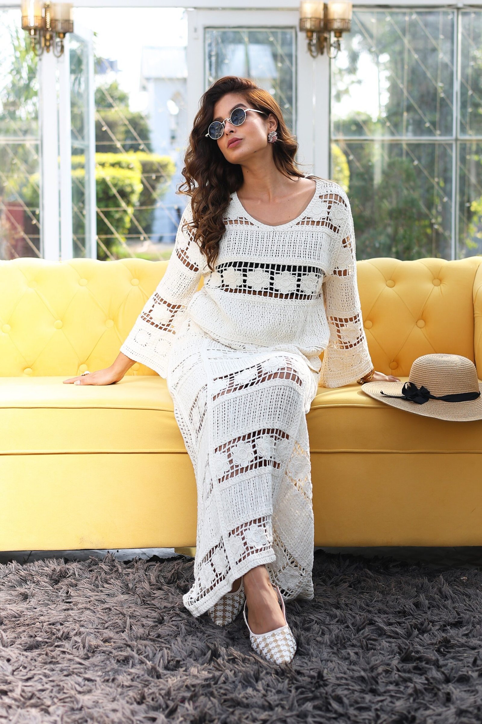 white crochet top maxi dress Off-White Crochet Top & Maxi Skirt Set Rich Styles