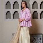 Golden & Purple BRich Stylessi Silk Sharara Set With Cut-dana & Moti Hand Work