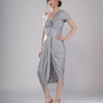Smokey Saga Grey Satin Cocktail Dress