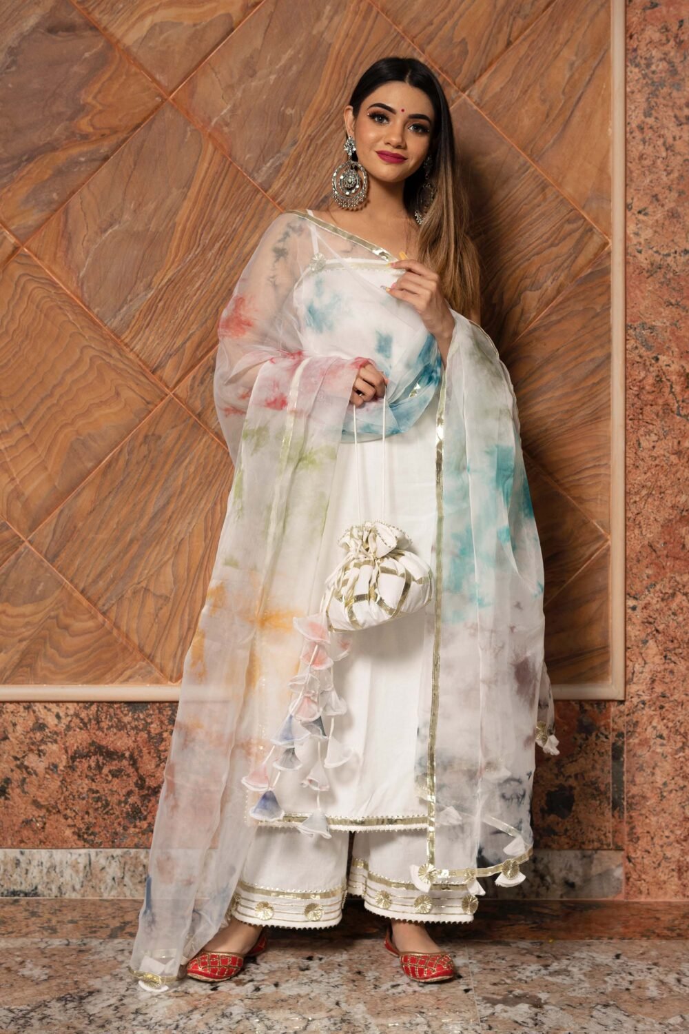 Ganguar Holi White Suit Set