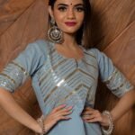 Ganguar Powder Blue Pure Cotton Sharara Set