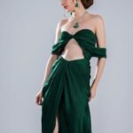 Satin Lush Green Satin Party Wear Dress