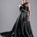 Timeless eclipse Black Satin Party Wear Gown