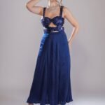 Dusky Tides Dark Blue Tulle Party Wear Gown
