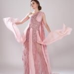 Crystal Sorbet Pink Tulle Sangeet Gown