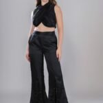 Perenial Noir Black Tulle Party Wear Crop Top