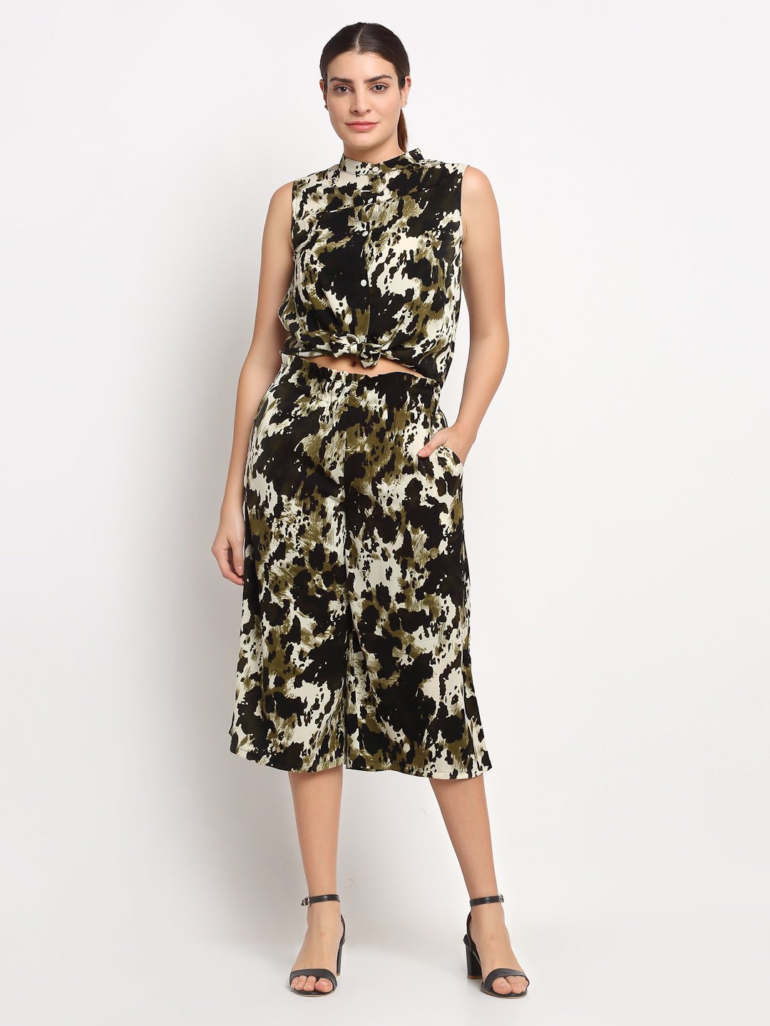Green Snow Leopard Printed Coordinated Set