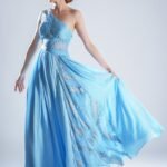 Azuring Mist Ice Blue Tulle Designer Gown