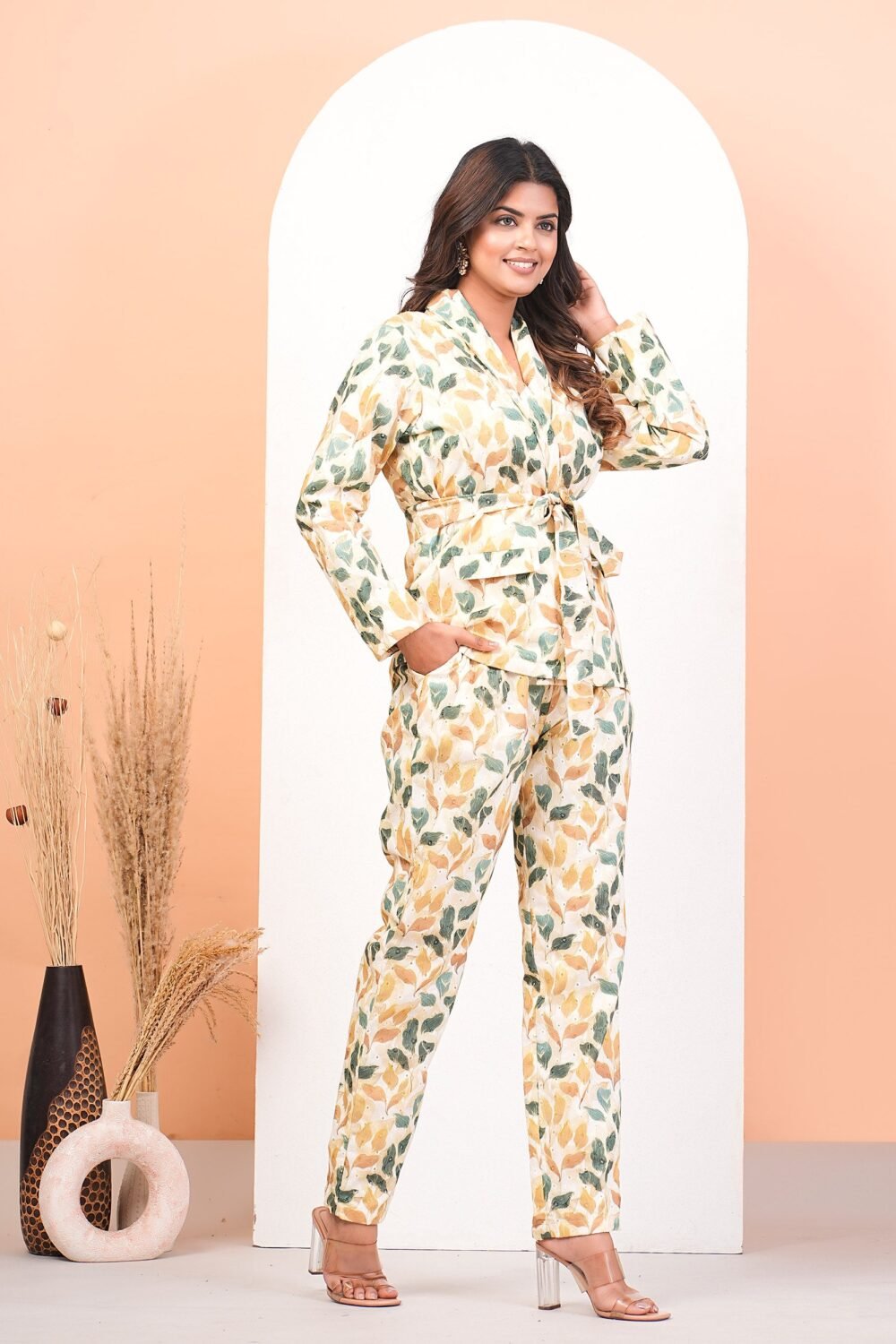 Schiffli Mutlticolour Printed Pant Suit Set