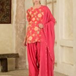 Pink Printed Farsi Salwar Kurta Set ( set of 3 )