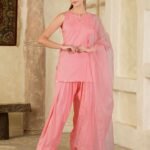 Pink Sequins Embroidered Farsi Salwar Kurta Set ( set of 3 )