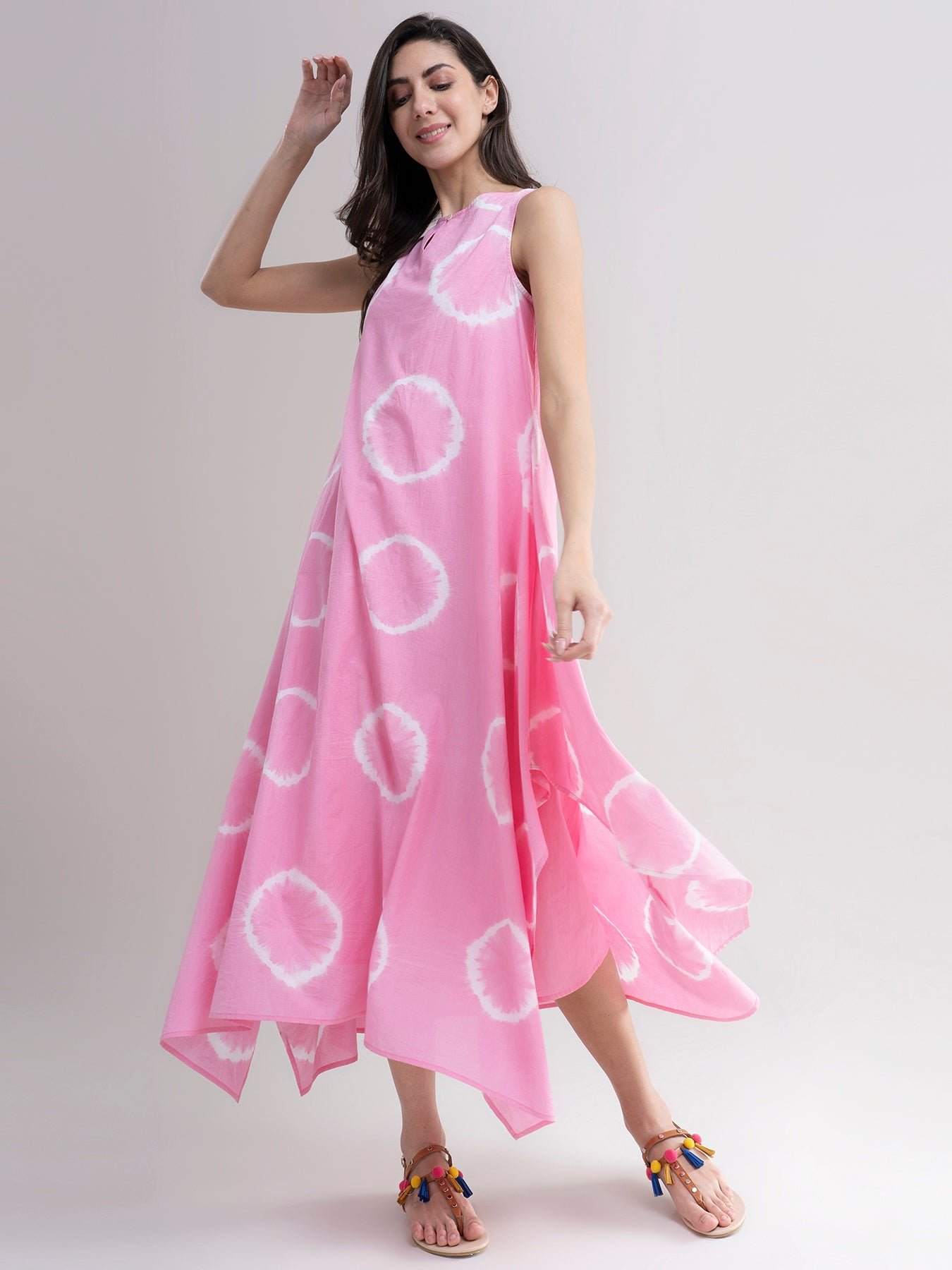 Tie and Dye Handkerchief Dress - Pink