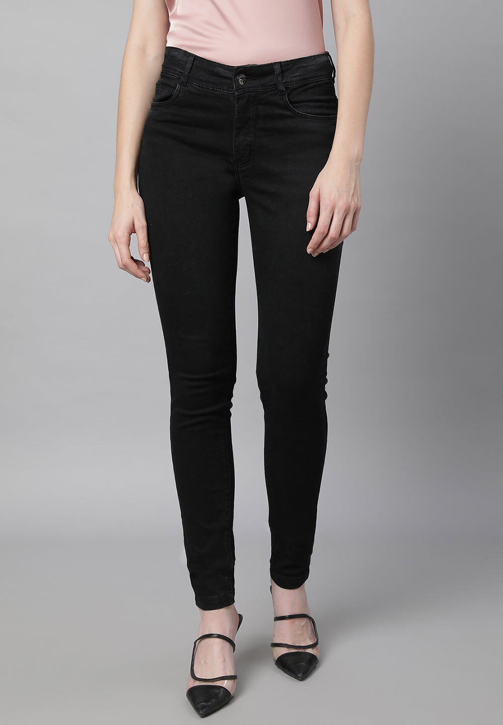 Black High Rise Slim Fit Jeans