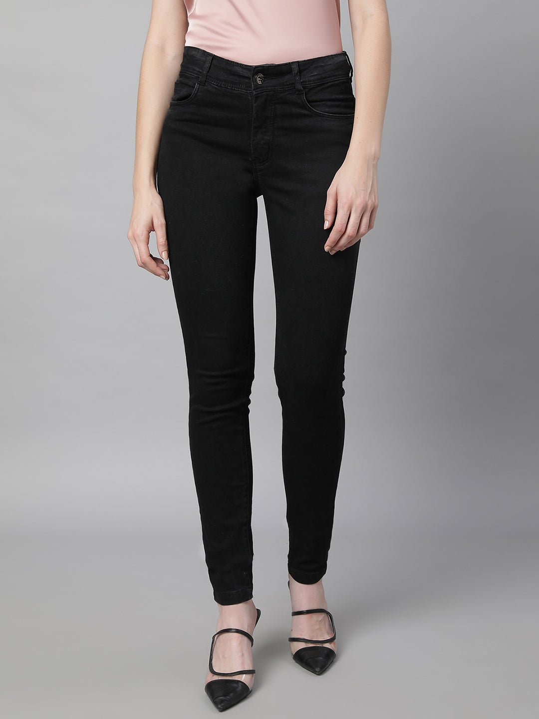 Black High Rise Slim Fit Jeans