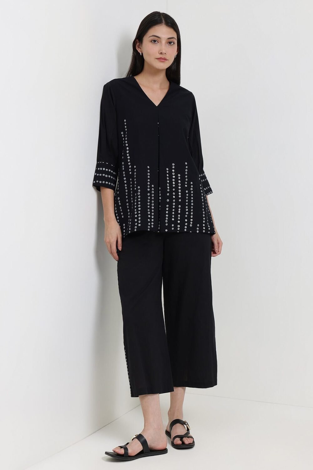Cotton Bandhani Co-ord Set - Black