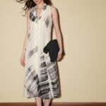 Cotton Abstract A-Line Dress - Off White