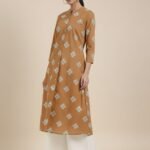 Cotton Floral Flared Kurta - Yellow