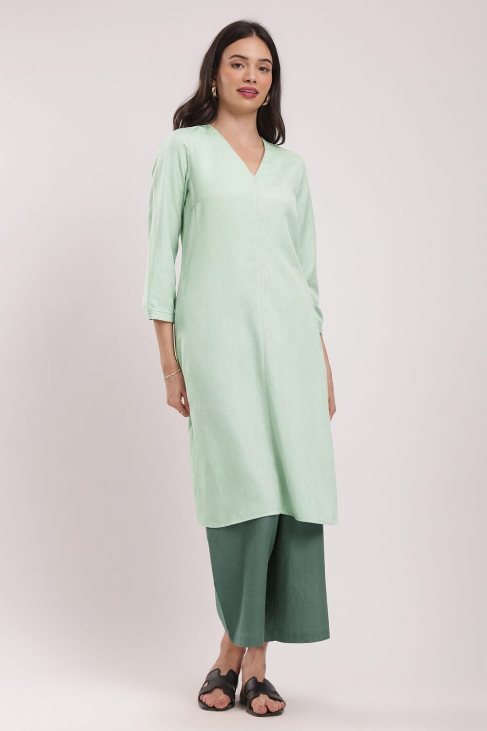 Colourblock Relaxed Kurta - Green