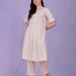 Cotton Striped Kurta - Pink & White