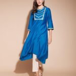 Viscose Solid Asymmetrical Kurta - Blue