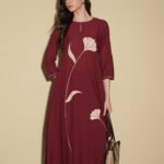 Cotton Floral A-Line Kurta Set - Maroon