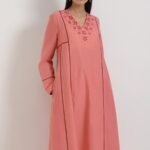 Cotton Floral A-Line Kurta Set - Peach