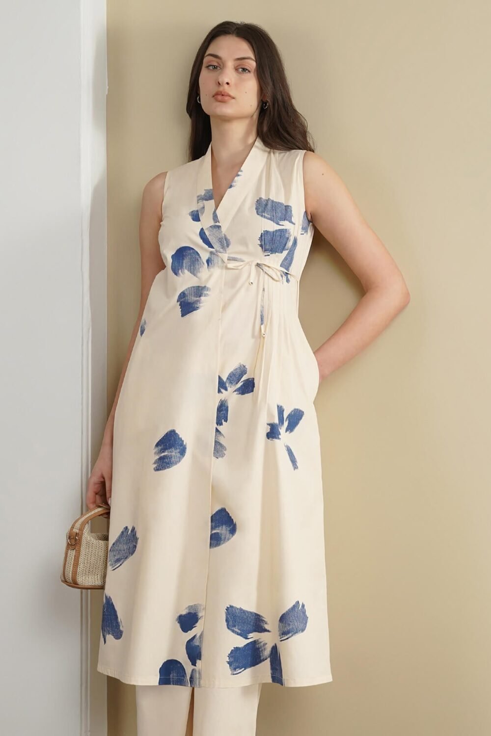 Cotton Floral A-Line Kurta Set - Off White