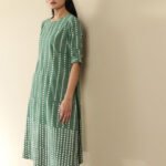 Cotton Dabu Polka Kurta Set - Green
