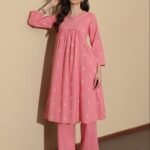 Cotton Tribal Round Neck Kurta Set - Pink