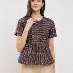 Cotton Ajrakh Striped Top - Black