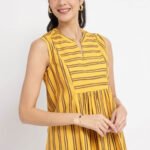 Cotton Stripe Play Sleeveless Top - Yellow