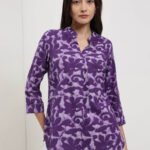 Cotton Dabu Floral Top - Purple