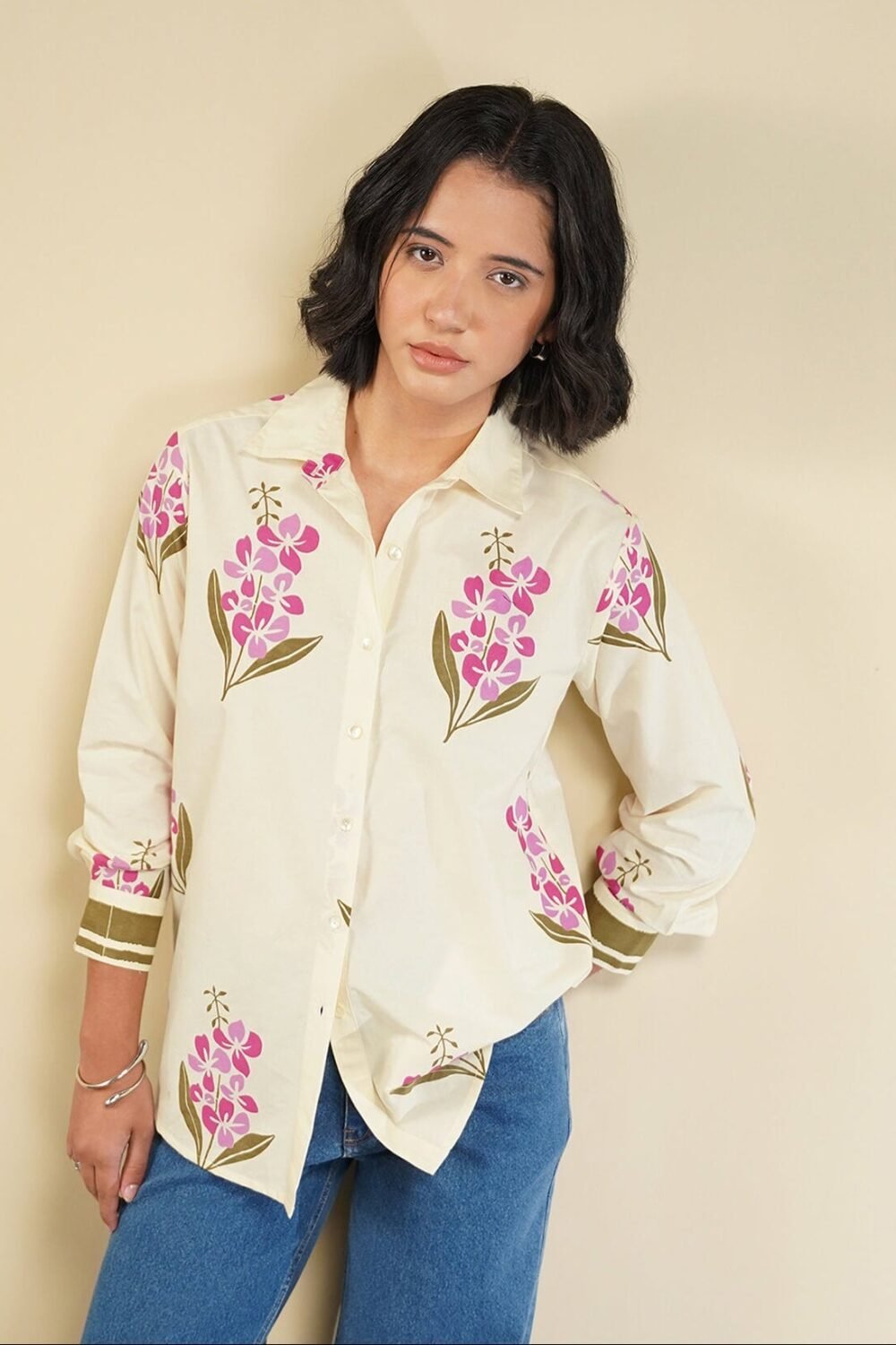 Cotton Floral Shirt - Off White